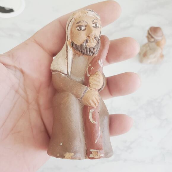 Vintage Clay Figurines Christmas Scene Wise Men Adult's 3.5" Brown Collectible - Picture 6 of 9